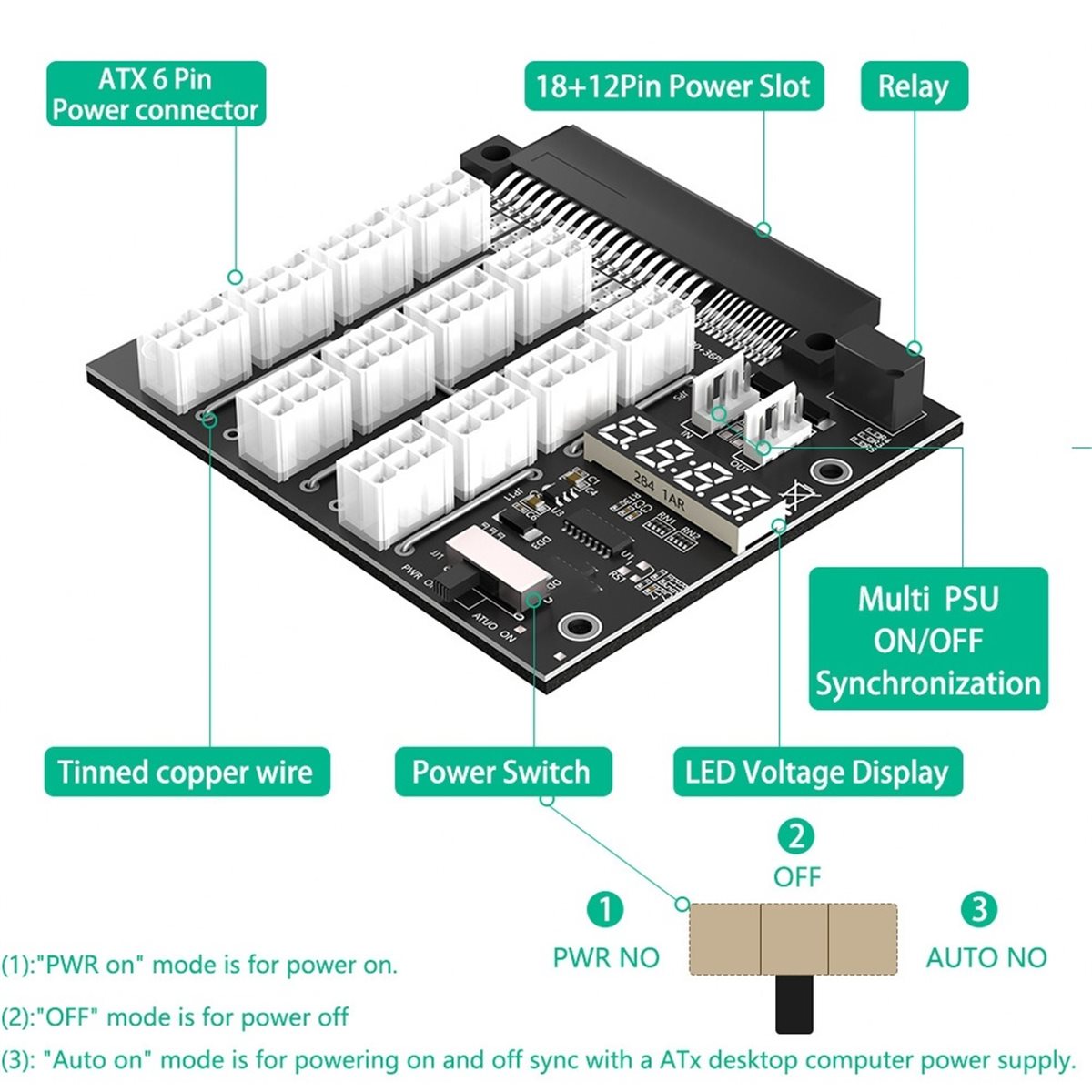 2400W Server Psu Breakout Board - لوحة توصيل M05K بـ 12 منفذ