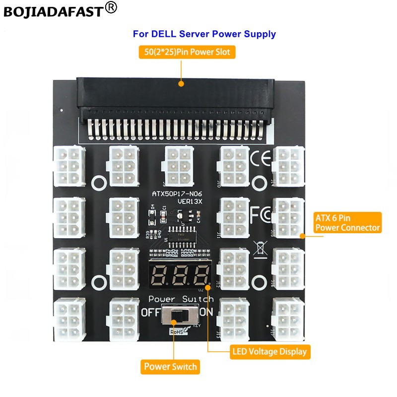 2400W Server Psu Breakout Board - لوحة توصيل طاقة الخادم بـ 17