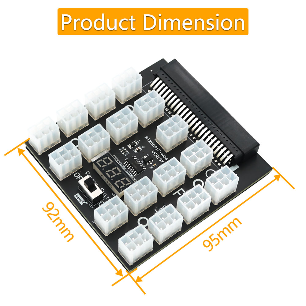 PCI-E 12 فولت 50Pin إلى ATX 17 - مراجعة 2400W Server Psu Breakout Board وسعره